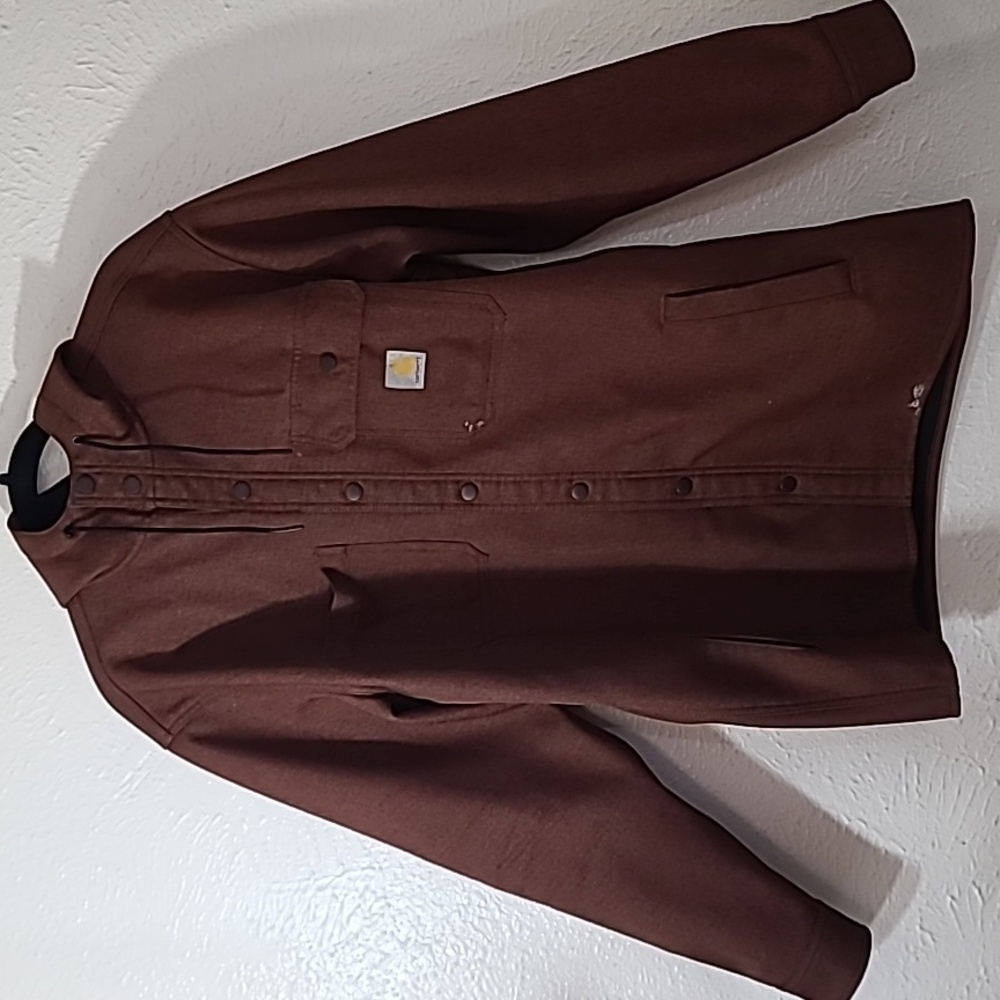 Carhartt Rain Defender Mens Contractors Hooded Work Jacket Brown Size Medium